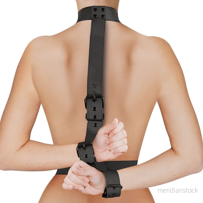 FETISH SUBMISSIVE BONDAGE - COLLAR & WRIST CUFFS BODY RESTRAINT SET - Bild 3