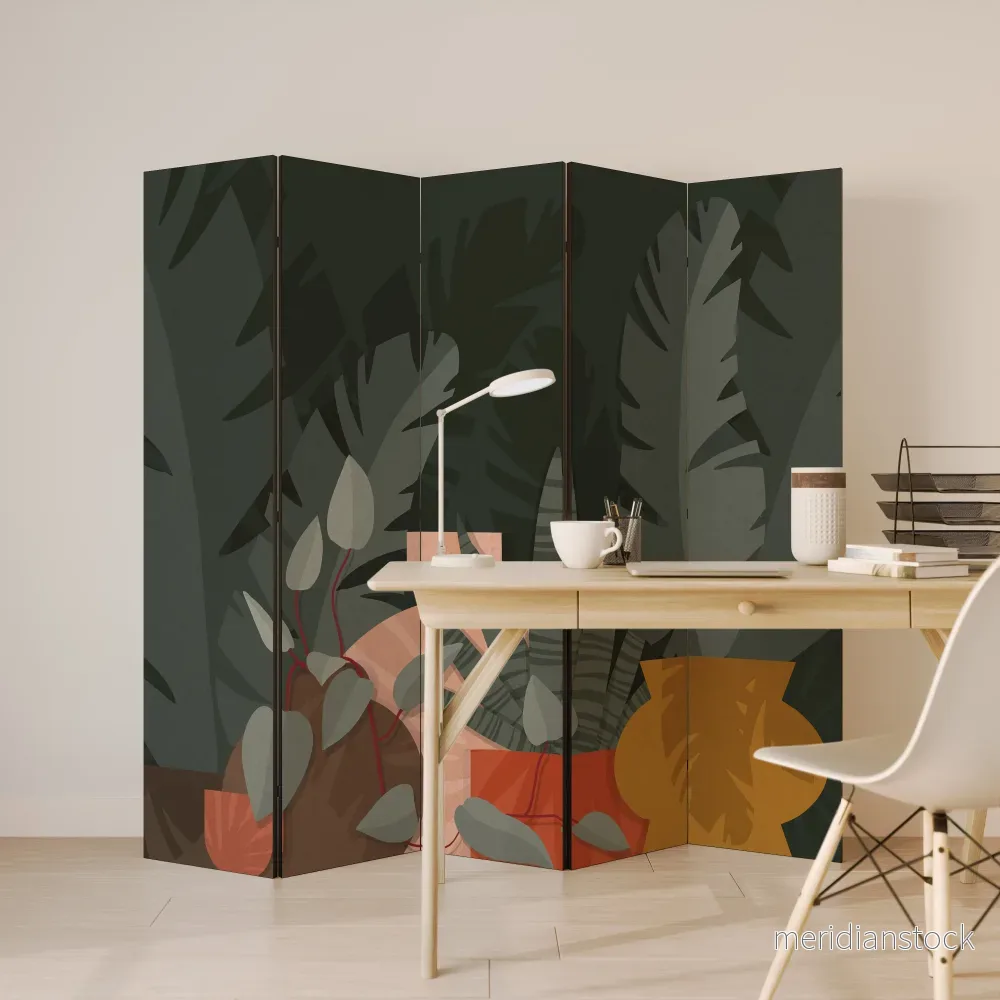 TROPICAL COMPOSITION Dekorativ rumsavdelare – 5 paneler - Bild 3