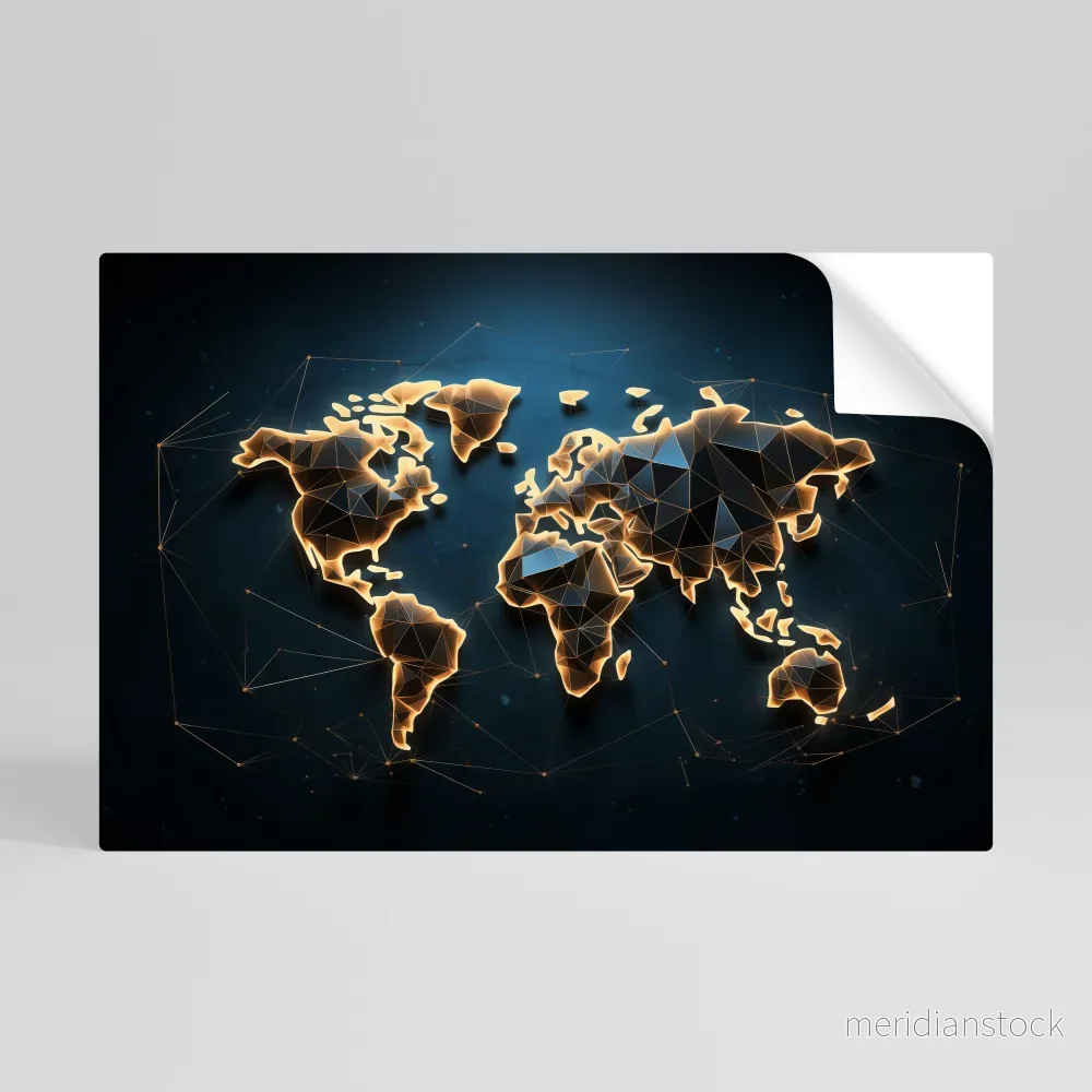 POLYGONAL PLANET Självhäftande Horisontell Poster POLYGONAL PLANET Självhäftande Horisontell Poster