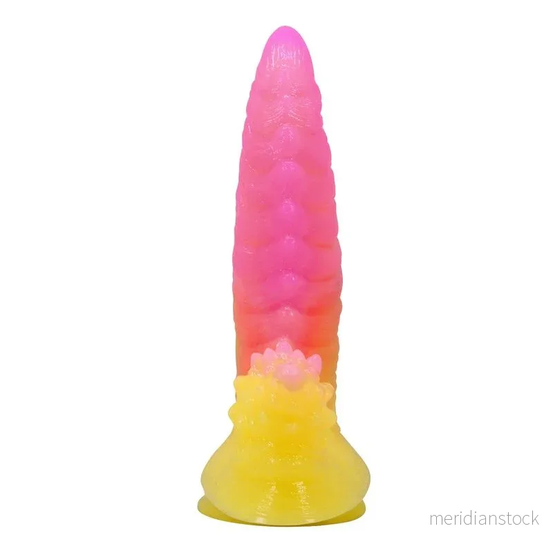 POWER MONSTERS - RIPPLIED MONSTER FANTASY DILDO WITH SUCTION CUP 22.5 CM Ø 5.5 CM PINK & YELLOW - Bild 3