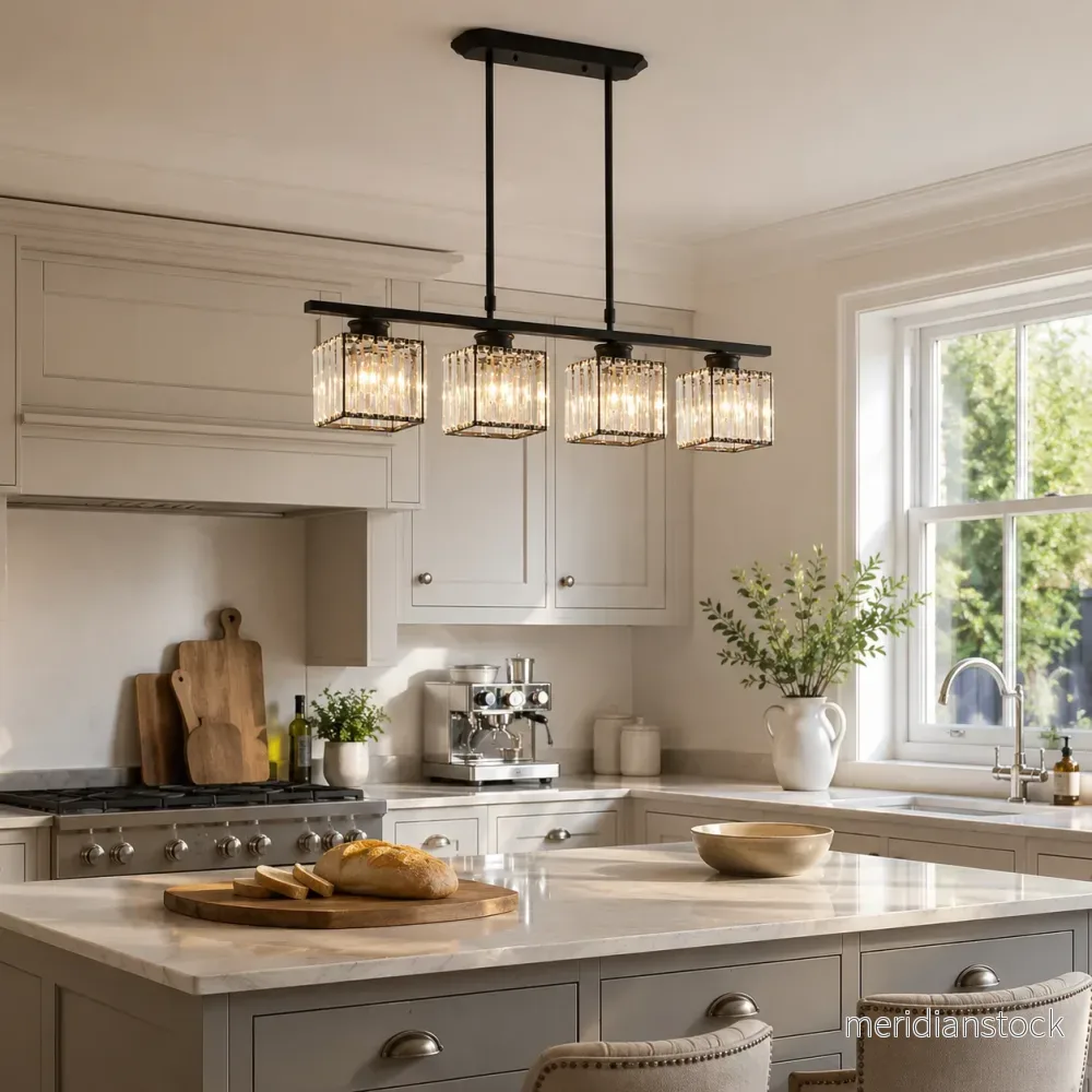 Pendellampa i glas med flera armar – taklampa för köksö och matsal - Bild 3