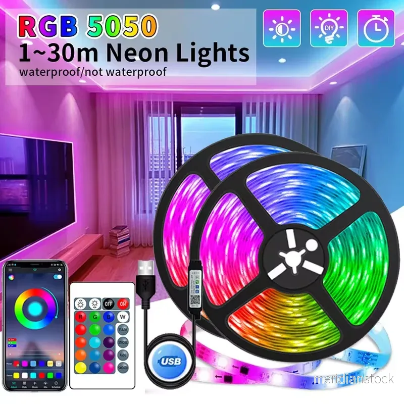 USB LED-remsor med färgväxling – RGB-ljus för rumsdekoration och TV-bakgrundsbelysning USB LED-remsor med färgväxling – RGB-ljus för rumsdekoration och TV-bakgrundsbelysning