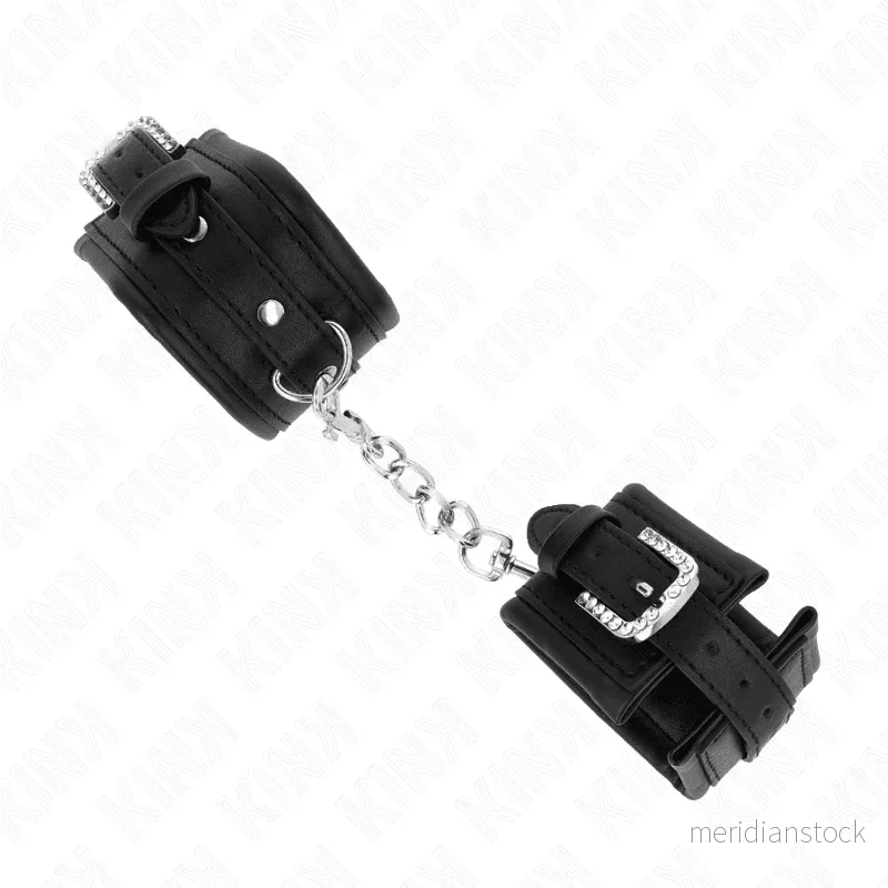 KINK - RHINESTONE BUCKLE WRIST RESTRAINTS BLACK ADJUSTABLE 25-32 CM X 5.5 CM - Bild 2