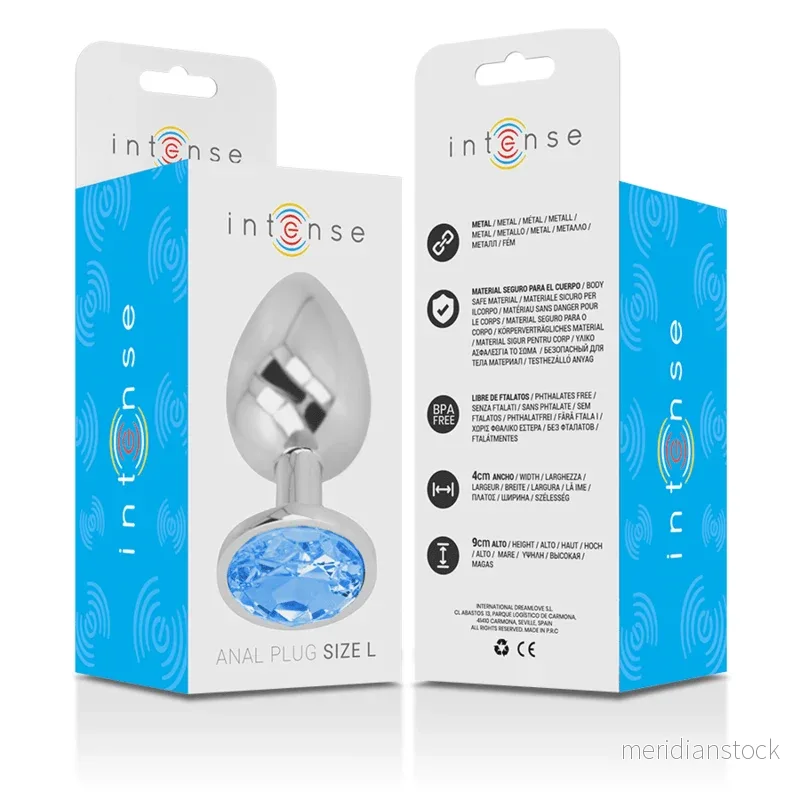 INTENSE - ALUMINUM METAL ANAL PLUG WITH BLUE CRYSTAL SIZE L - Bild 3