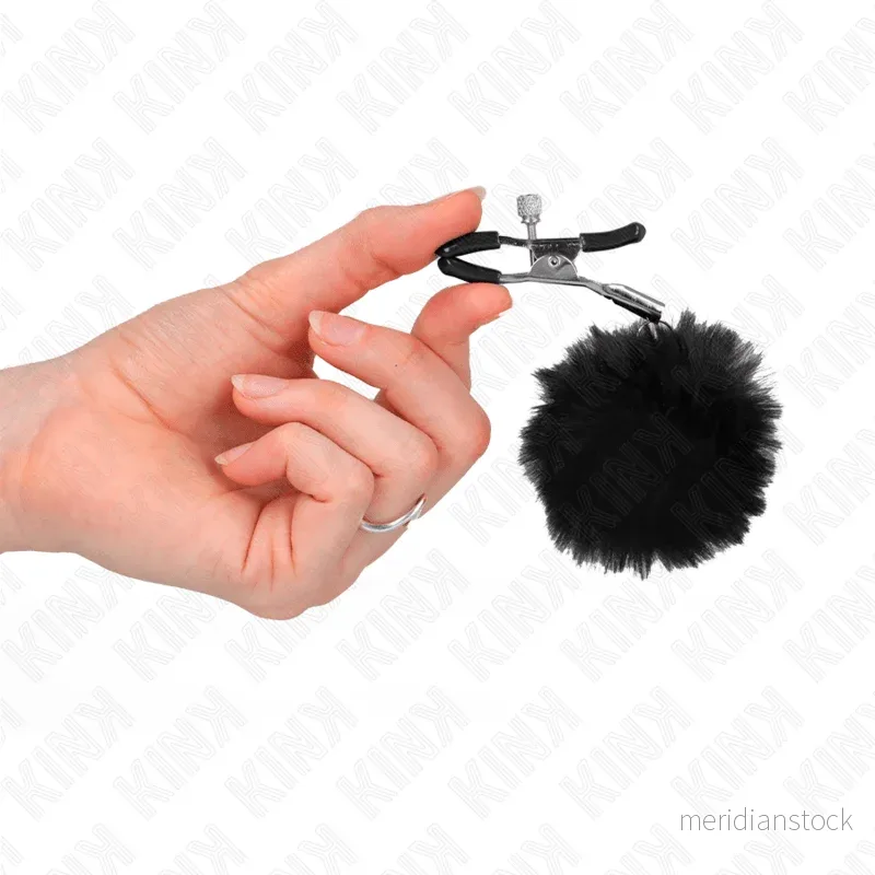 KINK - FAUX FUR BALL NIPPLE CLAMP BLACK 6 CM - Bild 2