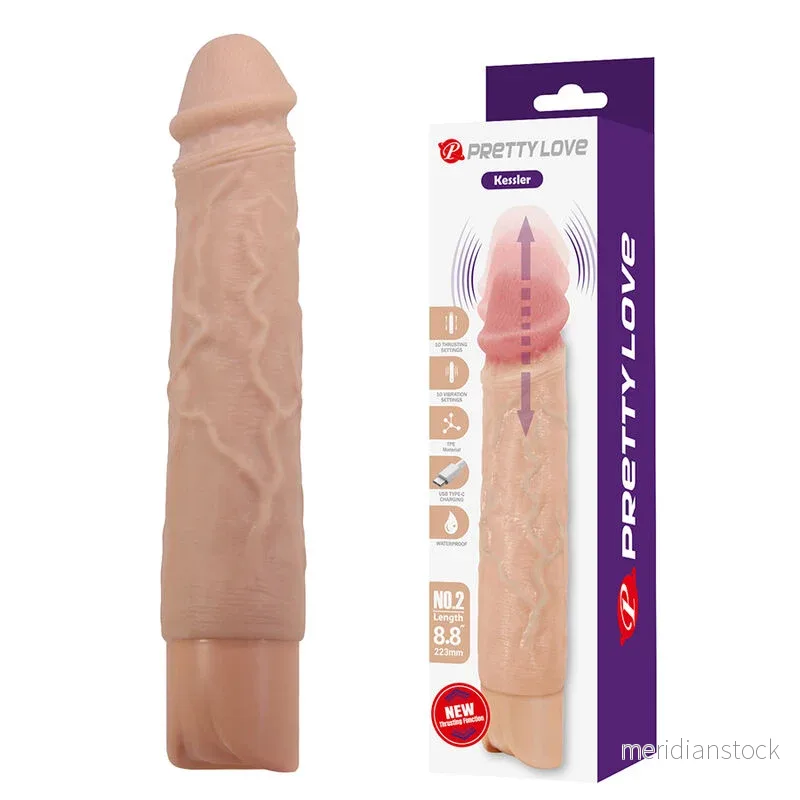 PRETTY LOVE - KESSLER REALISTIC VIBRATING DILDO WITH 10 VIBRATION MODES AND 10 THROWS, 22 CM NATURAL