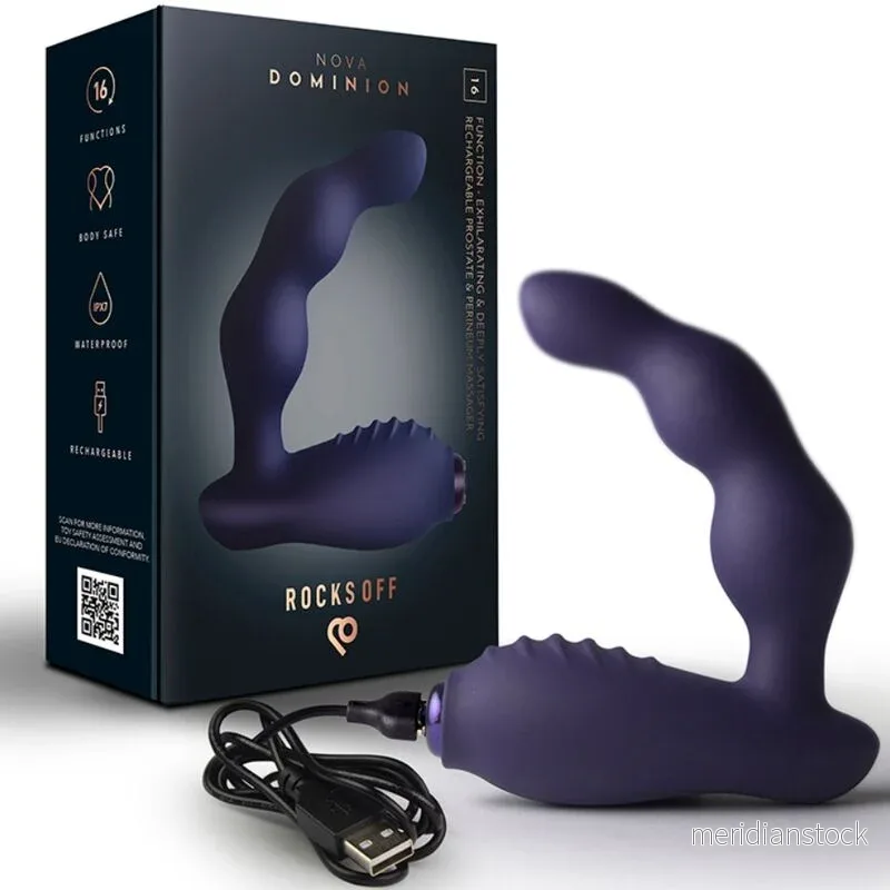 ROCKS-OFF - NOVA DOMINION RECHARGEABLE PROSTATE & PERINEUM MASSAGER 16 FUNCTION BLUE