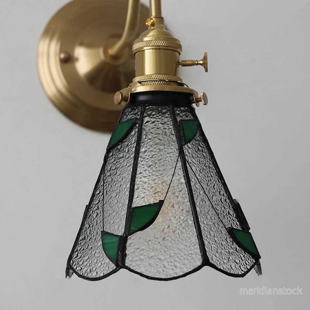 Vägglampa i glas – vintagedesign i mässing för vardagsrum och sovrum - Bild 3