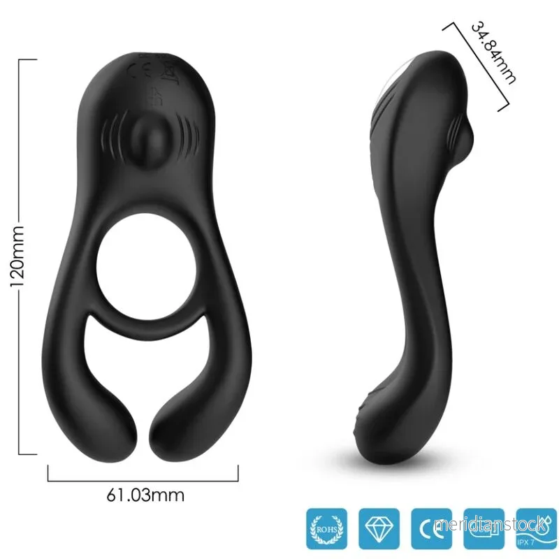 ARMONY - VEYRON DOUBLE VIBRATOR RING TOY FOR COUPLES REMOTE CONTROL BLACK - Bild 3