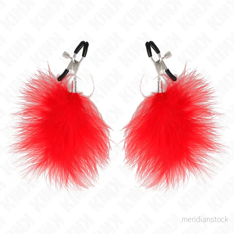 KINK - FEATHER NIPPLE CLAMP RED 7 CM - Bild 2