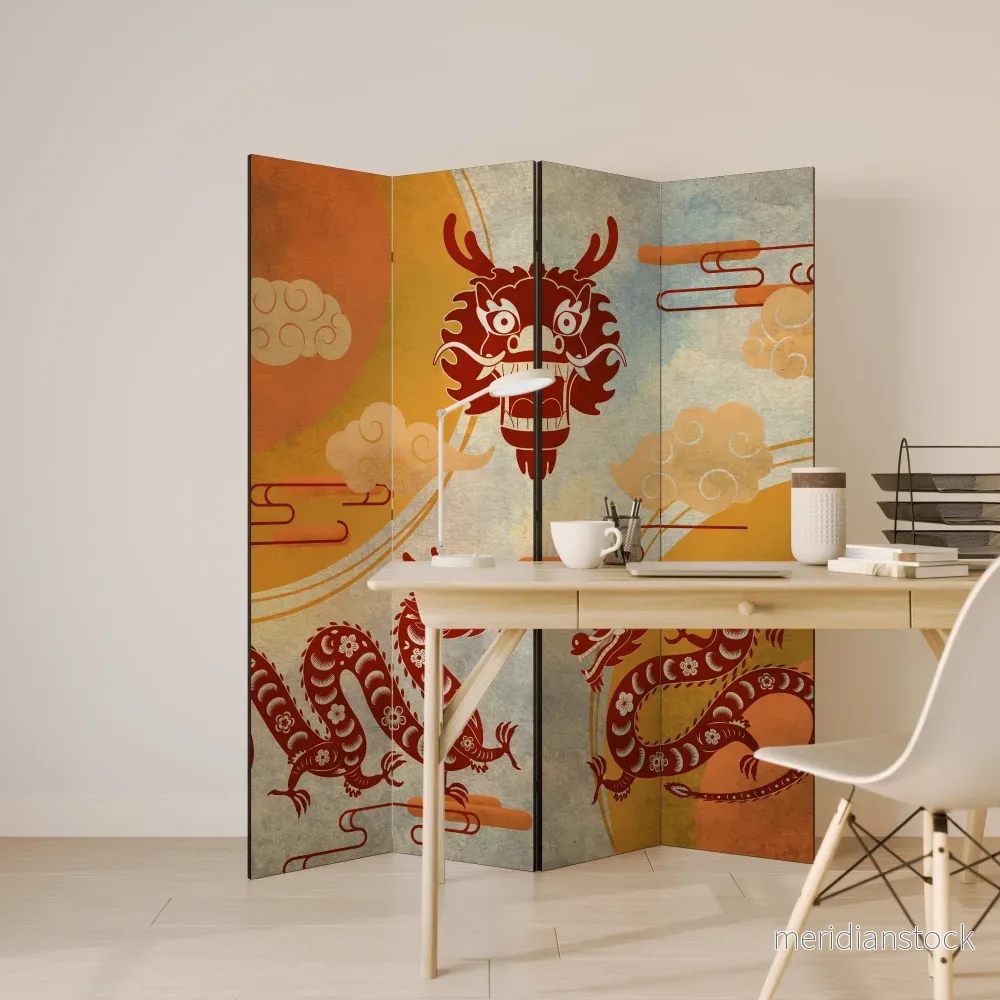 MYSTICAL DRAGON Rumsavdelare 4 paneler - Bild 3