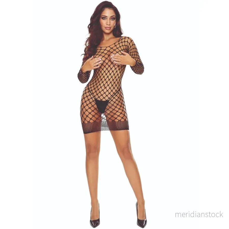 PASSION - BS108 BLACK GRID BODYSTOCKING