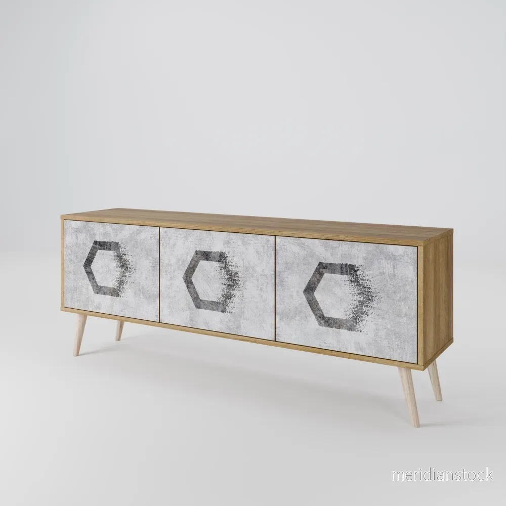 HEXAGONAL FIGURES TV-bänk med 3 dörrar