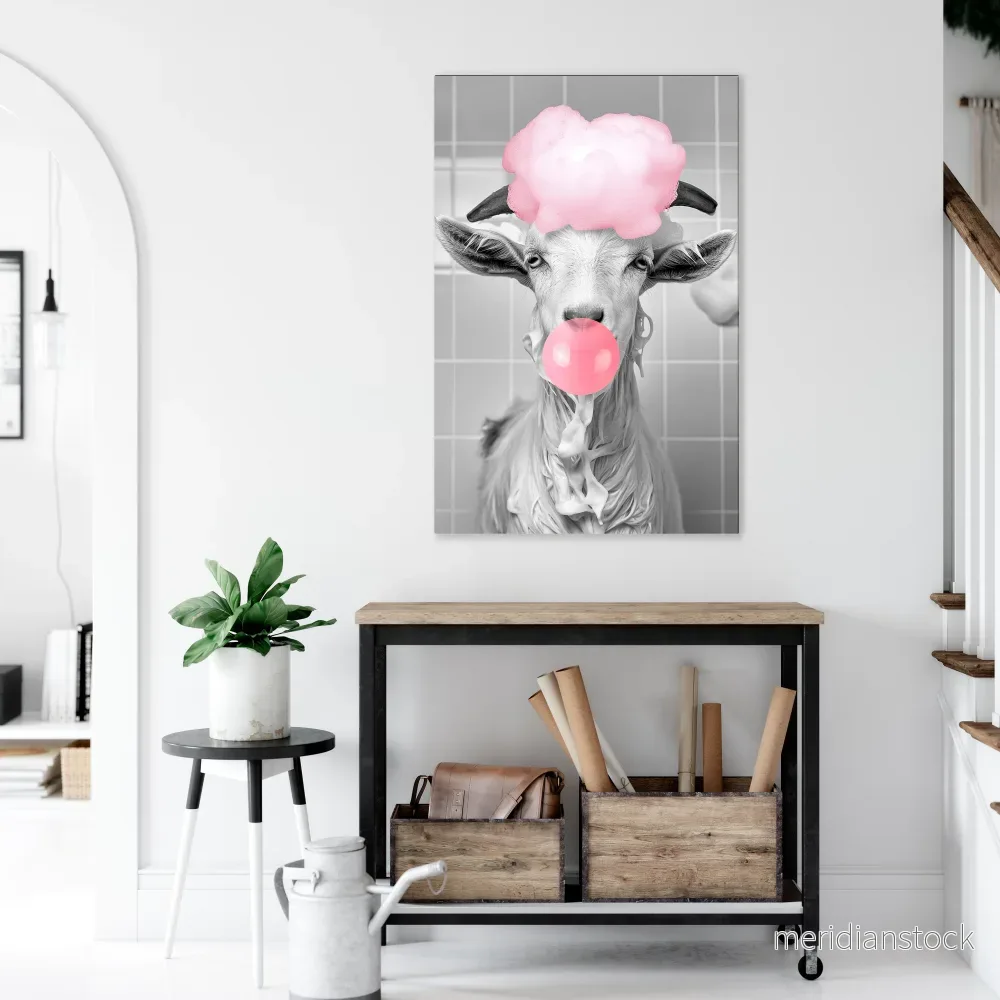 BUBBLEGUM BOVINE BLISS Vertical Canvas Print - Bild 2