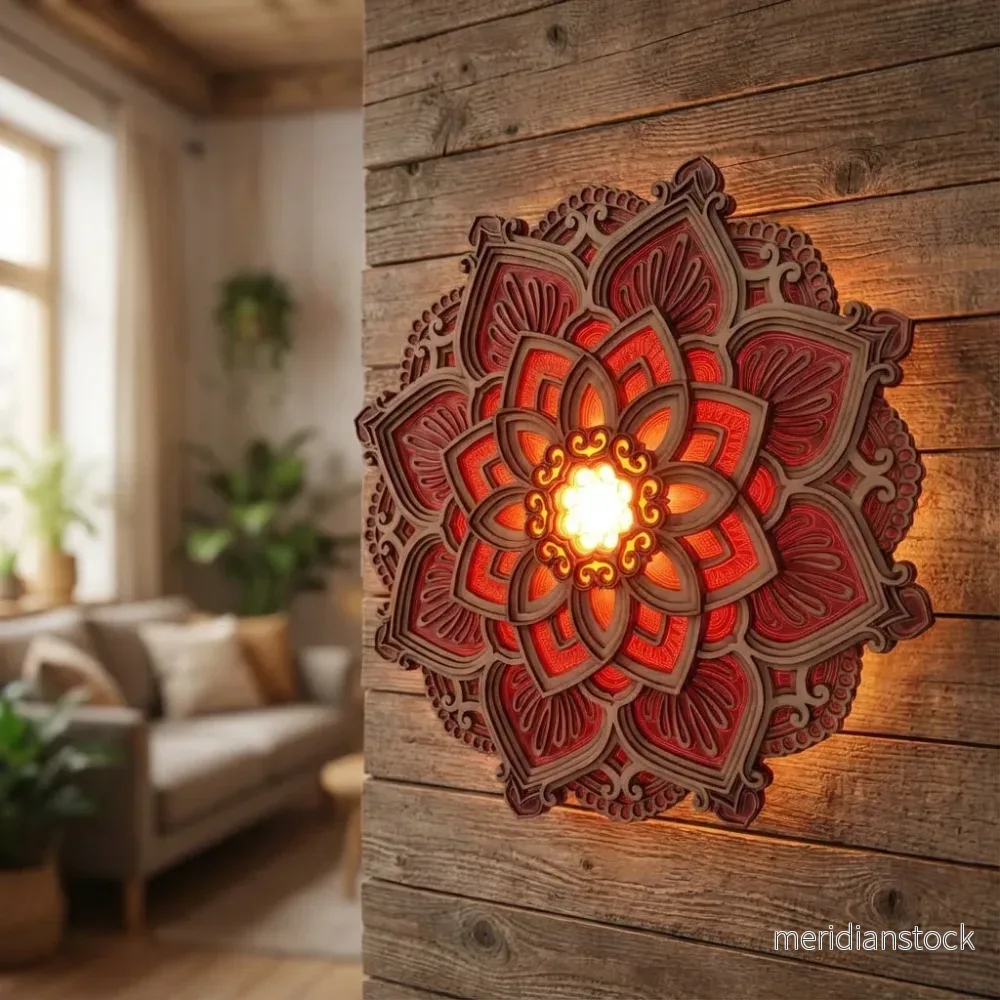 Dekorativ vägglampa med mandala – Mandarise