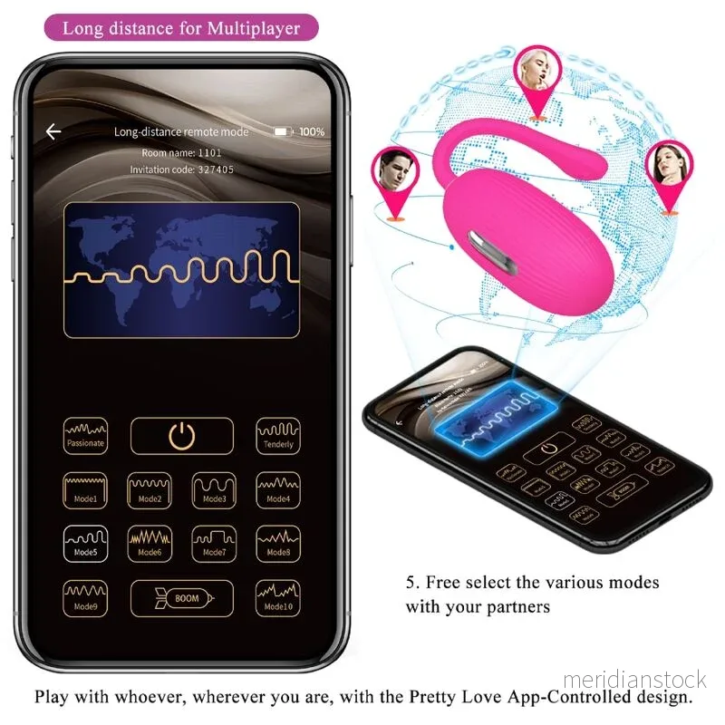 PRETTY LOVE - DOREEN RECHARGEABLE VIBRATING EGG MAGENTA REMOTE CONTROL - Bild 3