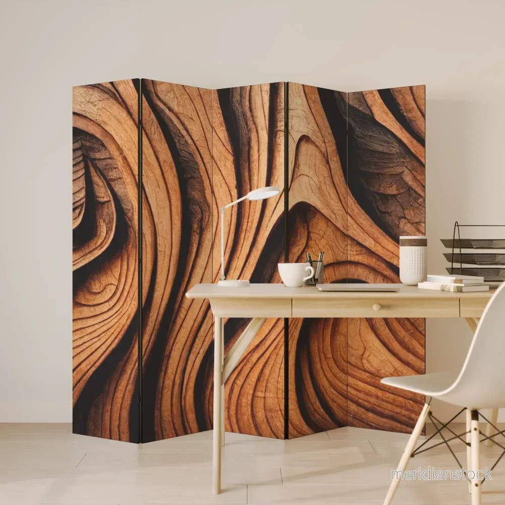 WOODEN WAVES UNFOLDED Dekorativ rumsavdelare – 5 paneler - Bild 3