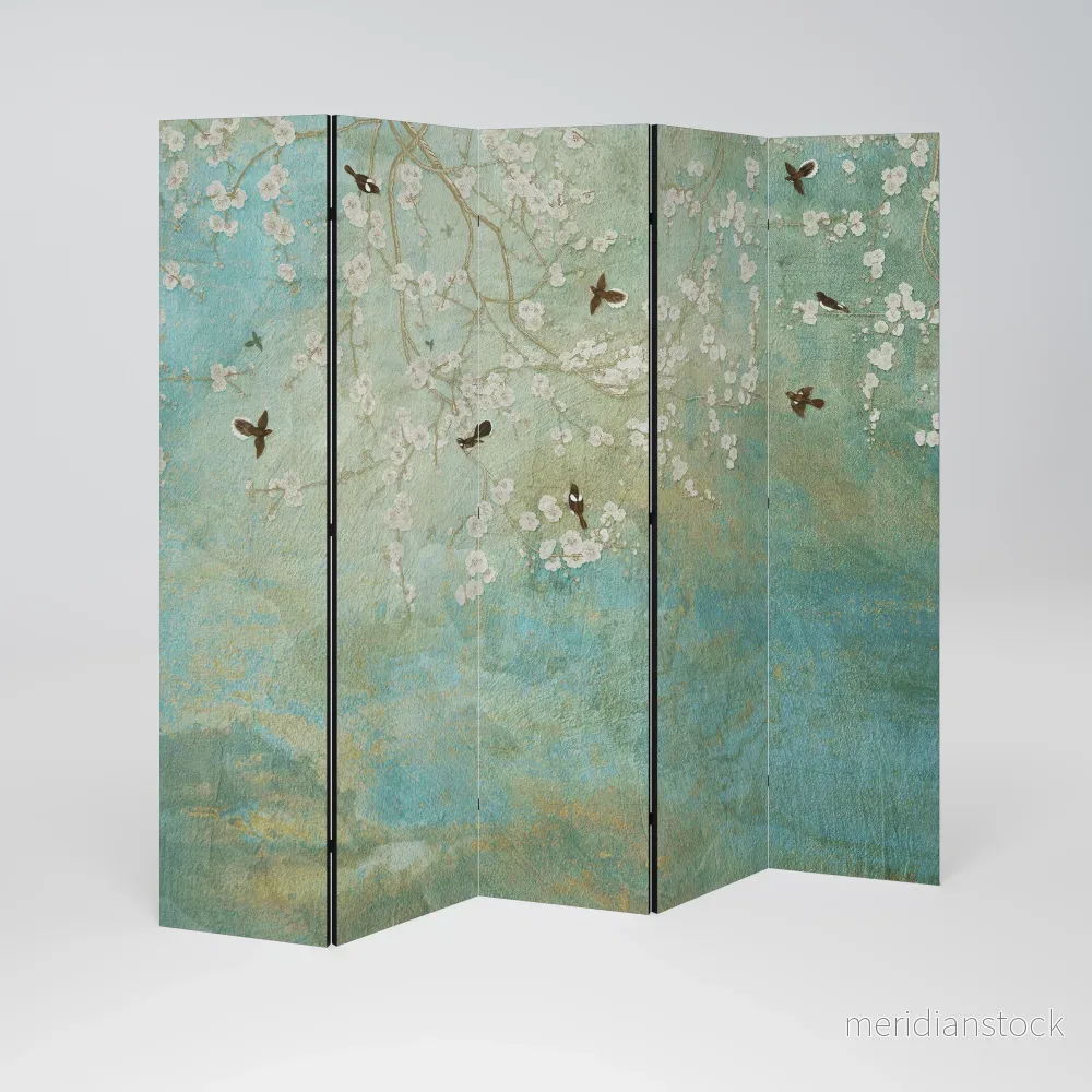 BLOOMING CHARM Dekorativ rumsavdelare – 5 paneler