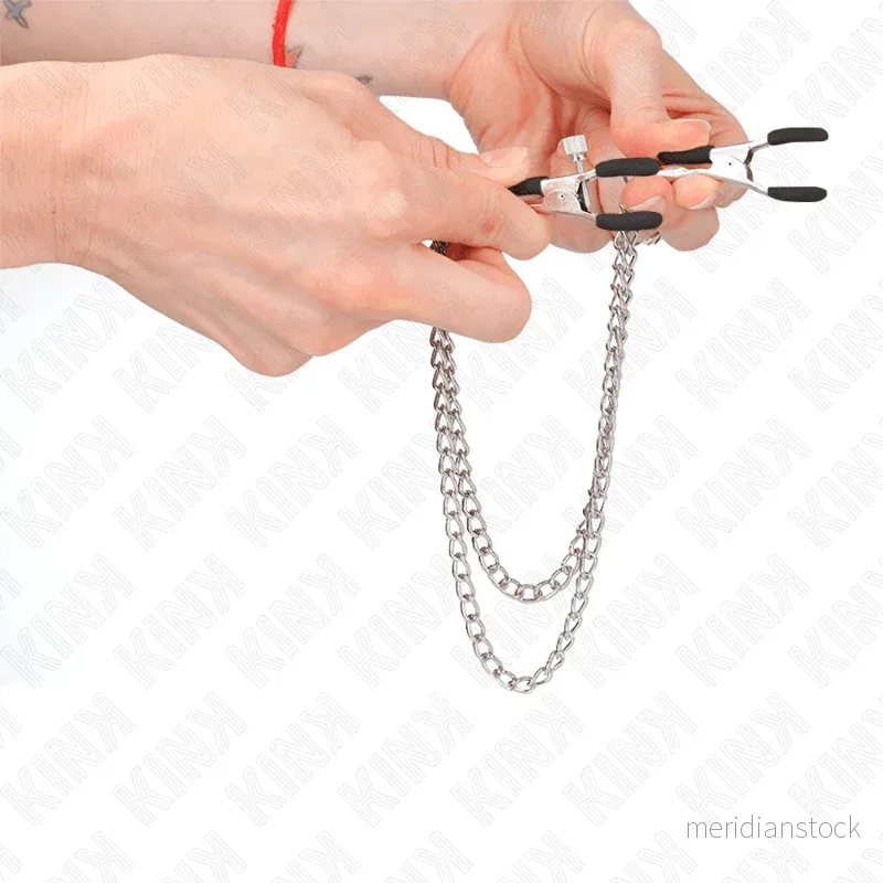 KINK - NIPPLE CLAMPS WITH 2 THICK CHAINS SILVER 20/23 CM - Bild 3
