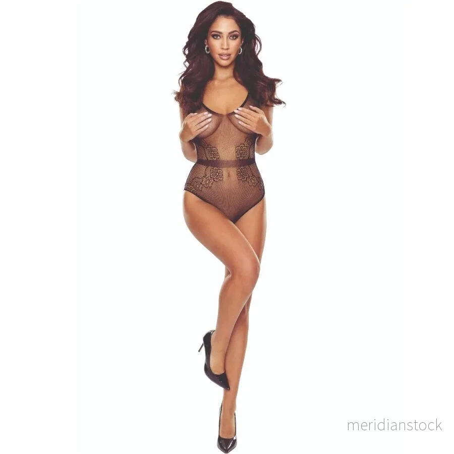 PASSION - BS115 BLACK GRID BODYSTOCKING