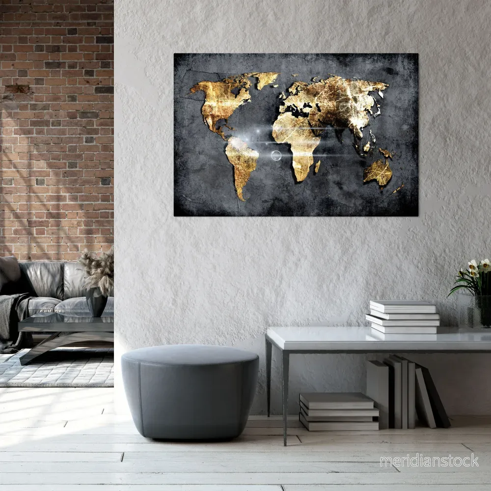 SHIMMERING EARTH MAP Horizontal Canvas Print - Bild 2