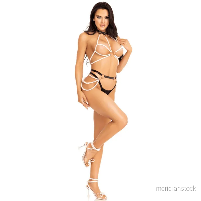 LEG AVENUE - HARNESS BRA & PEARL GARTER S - Bild 2