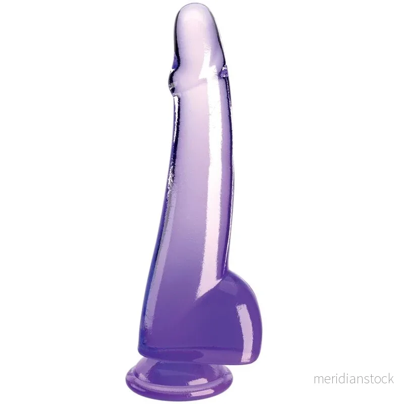 KING COCK - CLEAR DILDO WITH TESTICLES 19 CM PURPLE - Bild 3