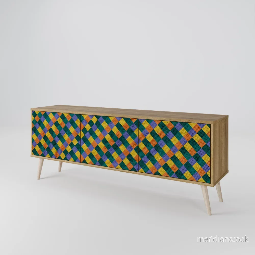 PAINTED SQUARES MIX TV-bänk med 3 dörrar