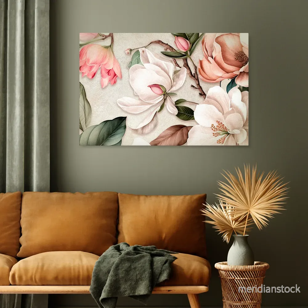 FLORAL GRACE Horizontal Canvas Print