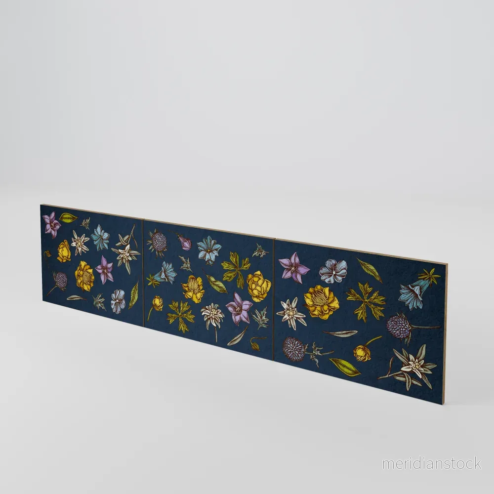 FLOWERS ON NAVY BLUE Luckset med 3 dörrar till TV-bänk FLOWERS ON NAVY BLUE Luckset med 3 dörrar till TV-bänk