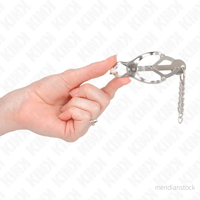 KINK - JAPANESE CLOVER NIPPLE CLAMPS WITH LITTLE CHAINS SILVER - Bild 3