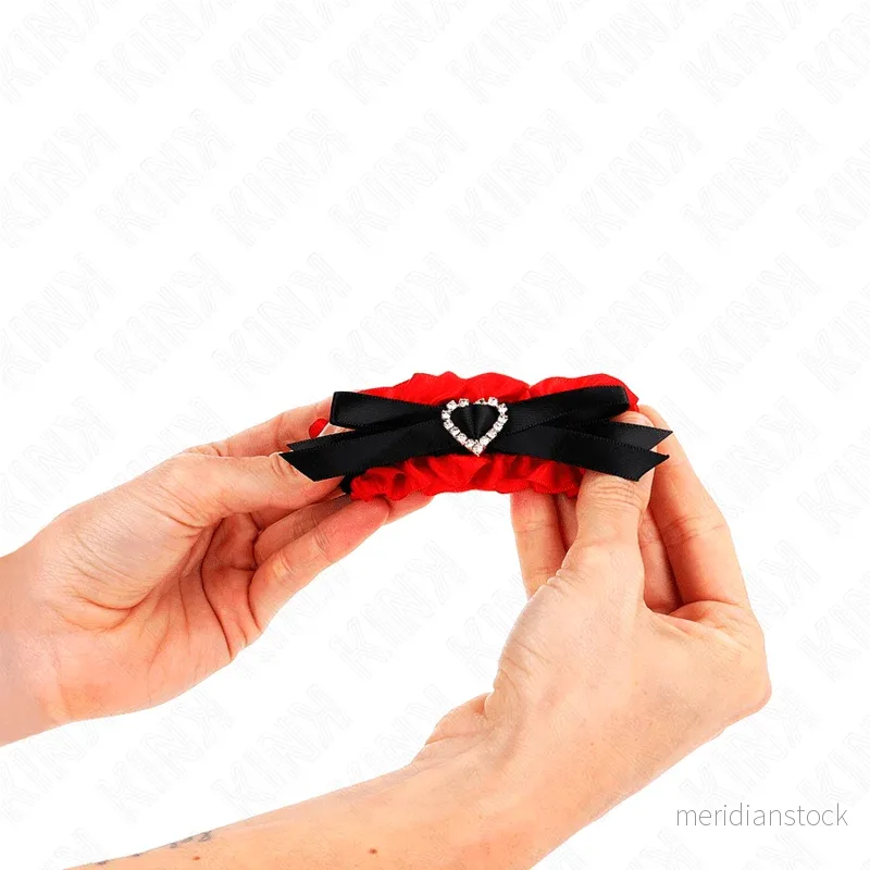 KINK - LACE ELASTIC WRIST RESTRAINTS RED HEART DETAILS ADJUSTABLE 22-35 CM - Bild 2