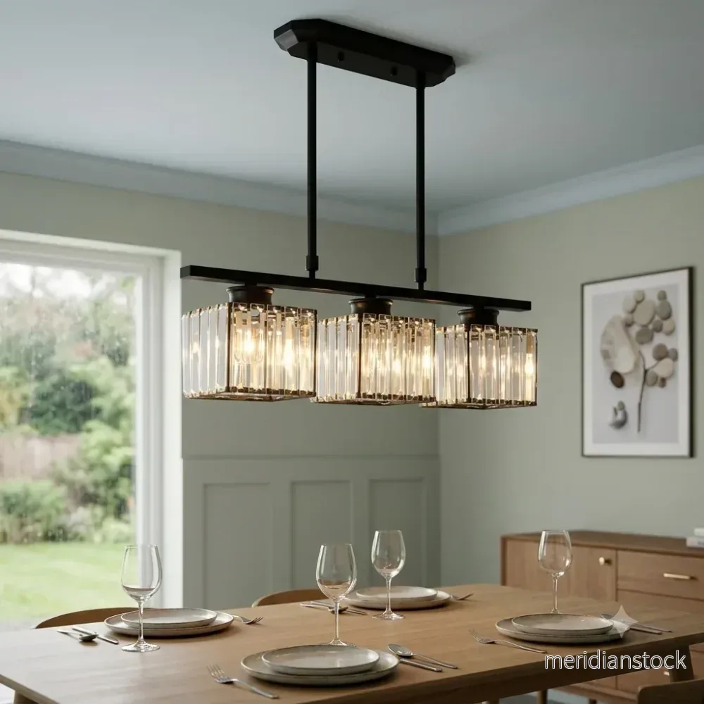 Pendellampa i glas med flera armar – taklampa för köksö och matsal - Bild 2