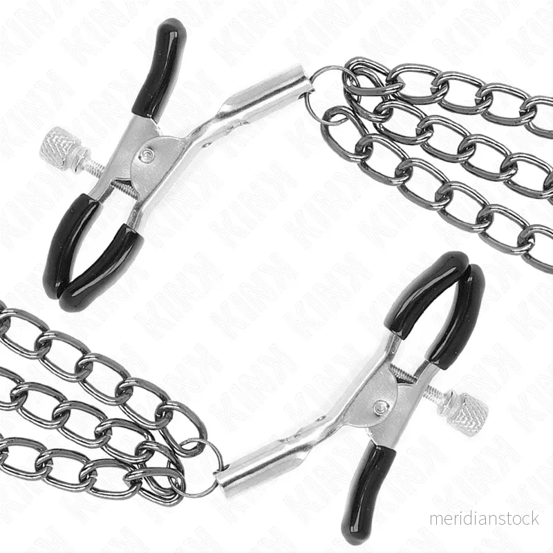 KINK - NIPPLE CLAMPS WITH 3 CHAINS BLACK 20/23/28 CM - Bild 3