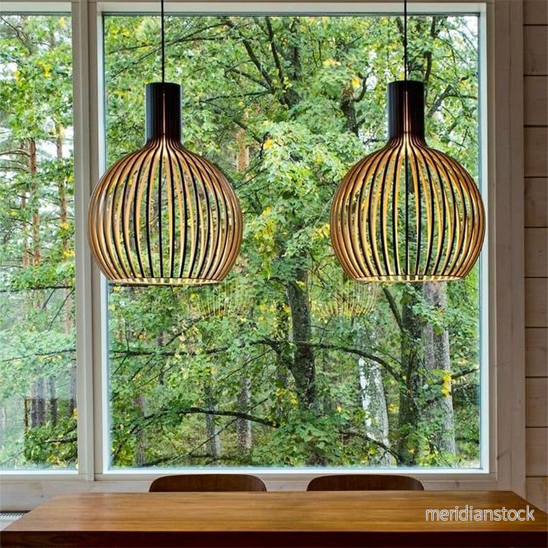 Handgjord trähängande lampa - RustikAura - Bild 2