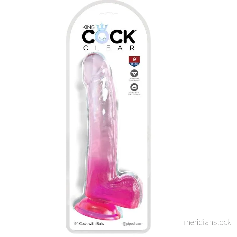 KING COCK - CLEAR DILDO WITH TESTICLES 20.3 CM PINK - Bild 3