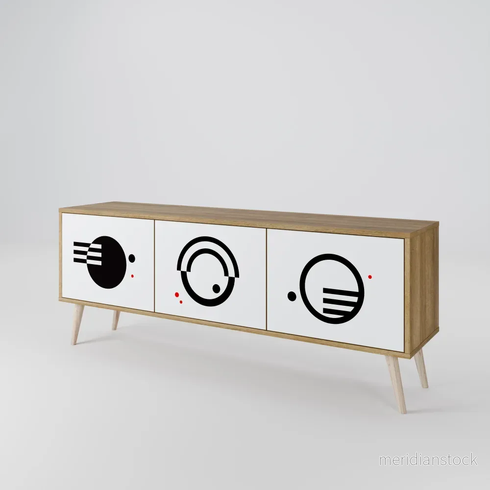 BLACK AND WHITE COMBINATION TV-bänk med 3 dörrar