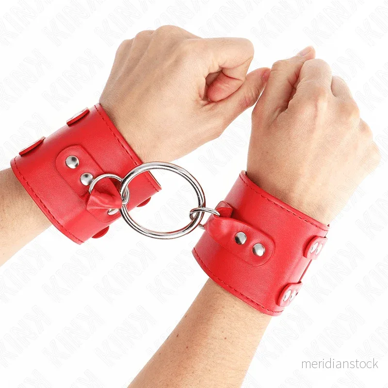 KINK - FIXED WRIST RESTRAINTS WITH RING AND STUDS ADJUSTABLE RED 17-22 CM X 6.5 CM - Bild 2