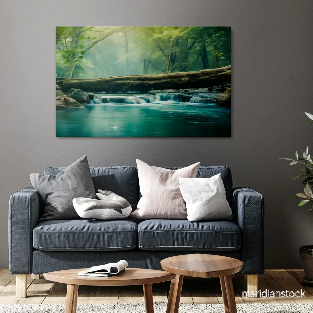 DREAMY WATERFALL GLIMMER Horizontal Canvas Print - Bild 2