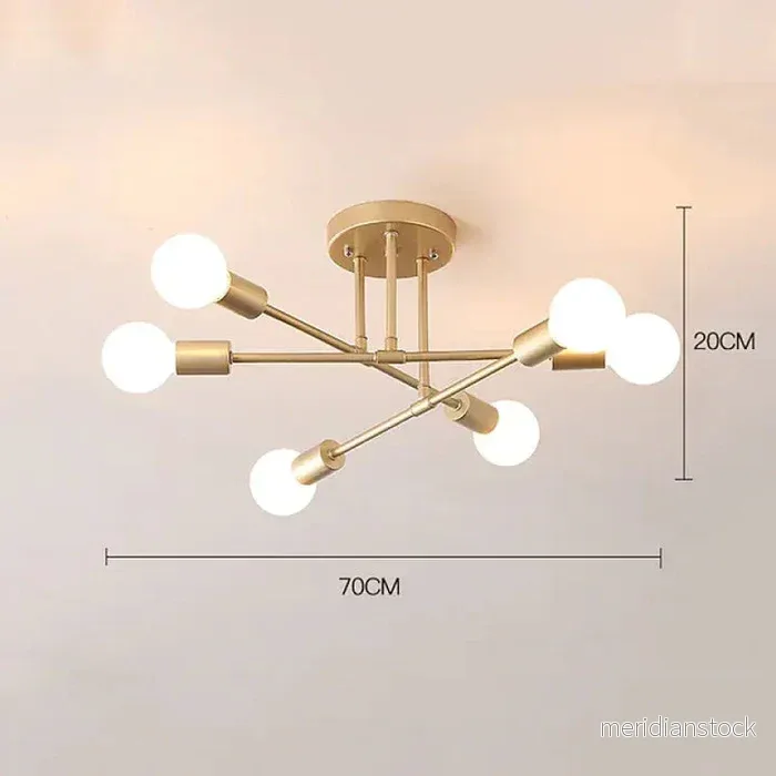 Taklampa Sputnik – ljuskrona halvinfälld i mid-century-stil för vardagsrum - Bild 3