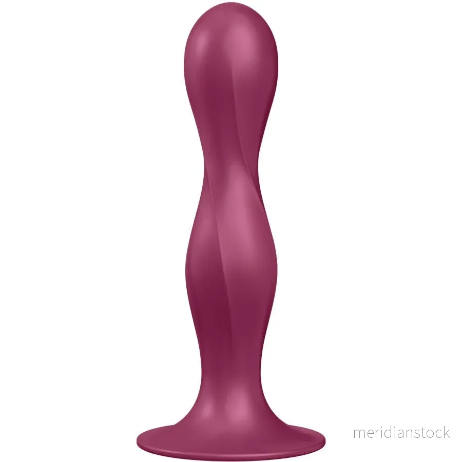 SATISFYER - DOUBLE BALL-R SILICONE DILDO GARNET
