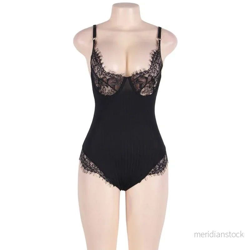 SUBBLIME - QUEEN PLUS TEDDY WITH CLEARS AND FRINGES BLACK - Bild 3