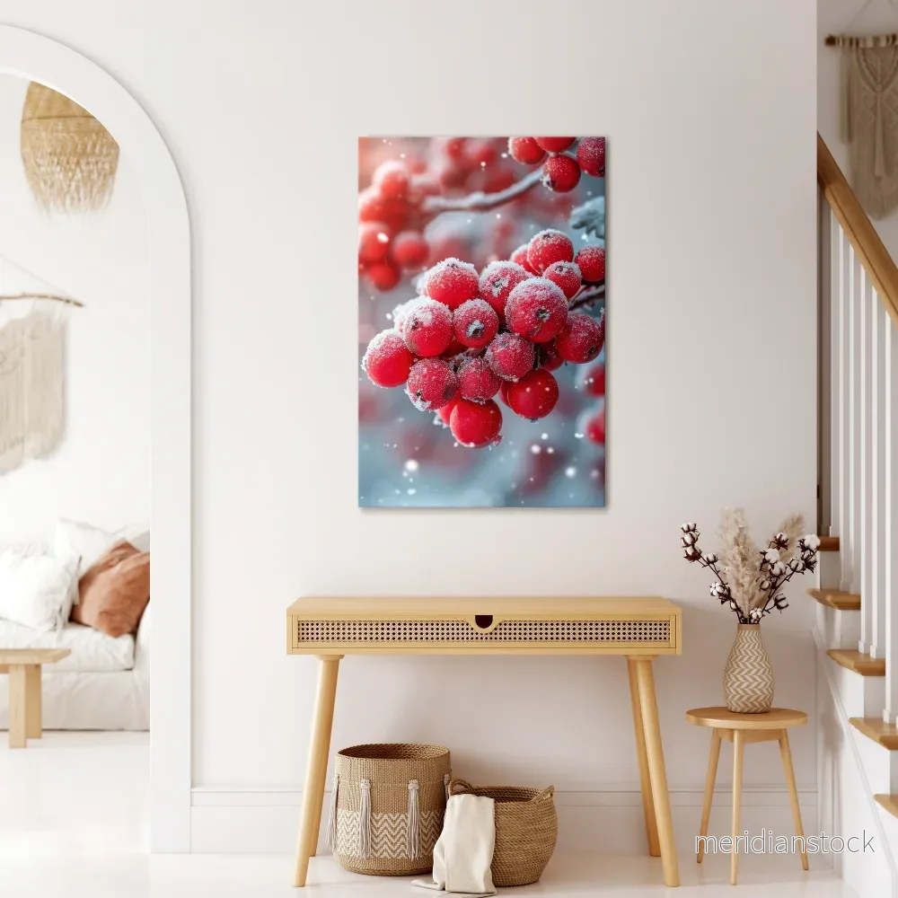 WINTER’S CRIMSON TREASURES Vertical Canvas Print WINTER’S CRIMSON TREASURES Vertical Canvas Print