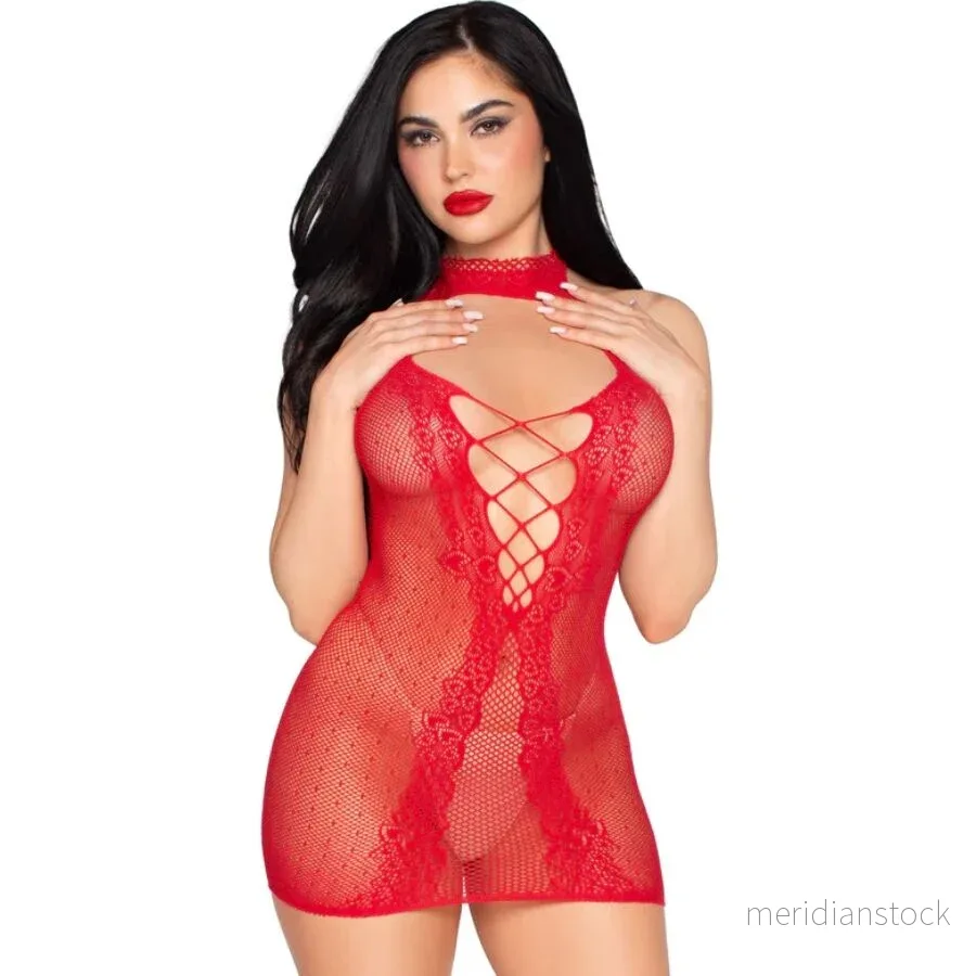 LEG AVENUE - 81675 HALTER MINI DRESS BLACK - ONE SIZE - Bild 2