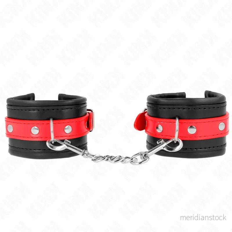 KINK - WRIST RESTRAINTS BLACK WITH RED BELT ADJUSTABLE 17-28 CM X 6 CM