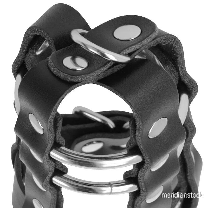 DARKNESS - LEATHER CHASTITY CAGE WITH LOCK - Bild 2