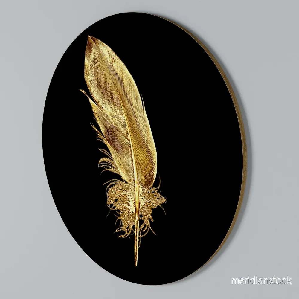 SHIMMERING FEATHER GRACE Rund väggdekor