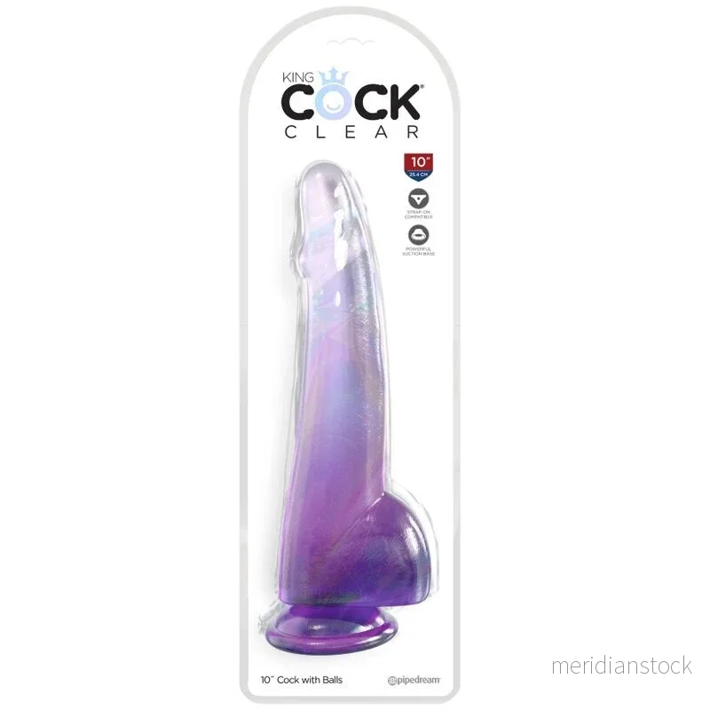 KING COCK - CLEAR DILDO WITH TESTICLES 19 CM PURPLE - Bild 2