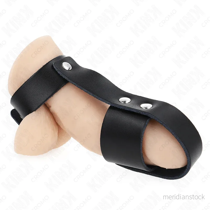 KINK - LEATHER PENIS CAGE RING WITH ADJUSTABLE BALL DIVIDER - Bild 3