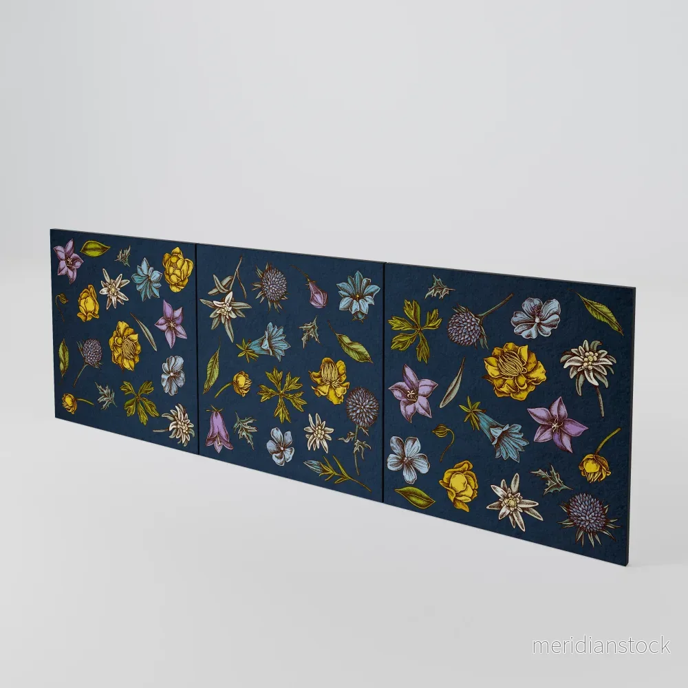 FLOWERS ON NAVY BLUE Luckset med 3 dörrar till sideboard - Bild 3